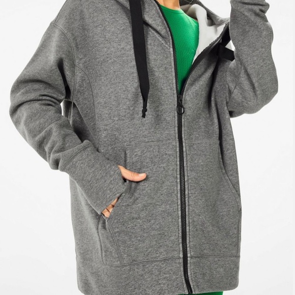 Fabletics Leah grey oversized Zip Up Hoodie/Jacket - Picture 2 of 7